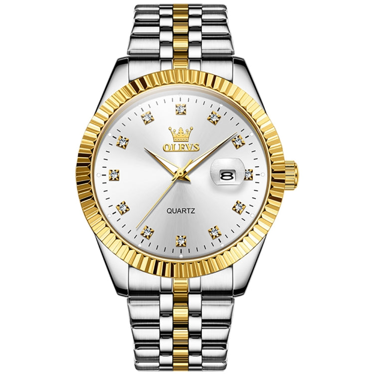 OLEVS 5526 Orologio al quarzo impermeabile luminoso con set di diamanti da uomo