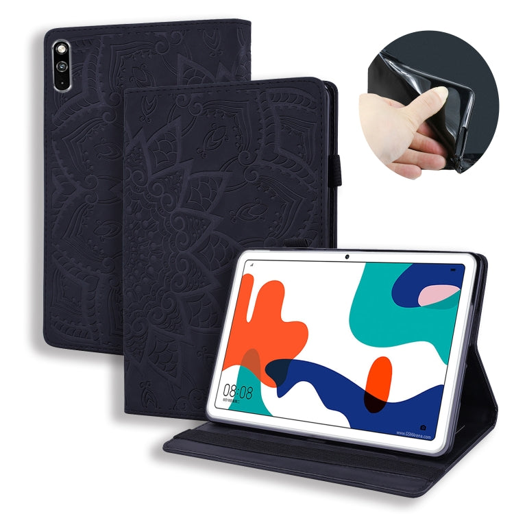 Custodia in pelle goffrata con design a doppia piegatura modello vitello con supporto e fessure per carte e portapenne e fascia elastica, For Huawei MatePad 10.4, For Huawei MediaPad M6 10.8, For Lenovo M10 plus 10.3, For Lenovo Tab E10/ TB X104F      ...