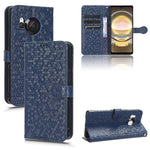 Custodia per telefono in pelle con trama a nido d'ape, For Sharp Aquos R8 Pro, For Sharp Aquos R8, For Sharp Aquos Wish 3