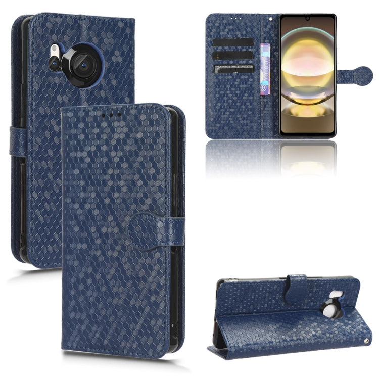 Custodia per telefono in pelle con trama a nido d'ape, For Sharp Aquos R8 Pro, For Sharp Aquos R8, For Sharp Aquos Wish 3