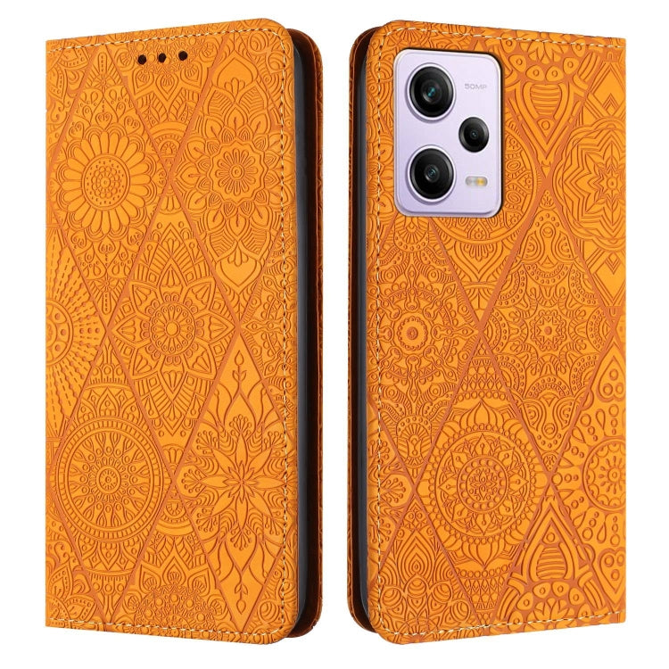 Custodia per telefono in pelle ad adsorbimento goffrata etnica, For Redmi Note 12 Pro 4G, For Redmi Note 12 4G Global, For Redmi Note 12 Pro 5G Global, For Redmi Note 12 5G Global