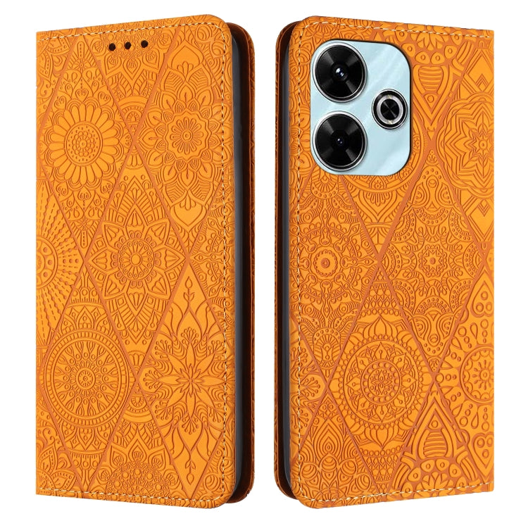 Custodia per telefono in pelle ad adsorbimento goffrata etnica, For Xiaomi Redmi 13 4G, For Xiaomi Redmi Note 13 5G, For Xiaomi Redmi 13C, For Xiaomi Redmi Note 13 Pro 5G
