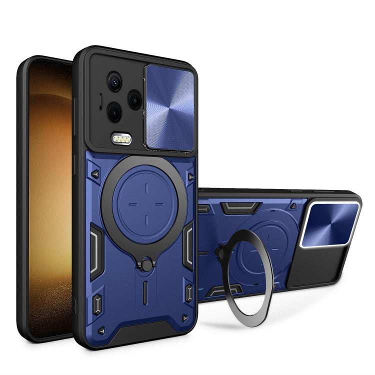 Custodia per telefono con supporto magnetico per camshield scorrevole con texture CD, For Infinix Note 12 4G