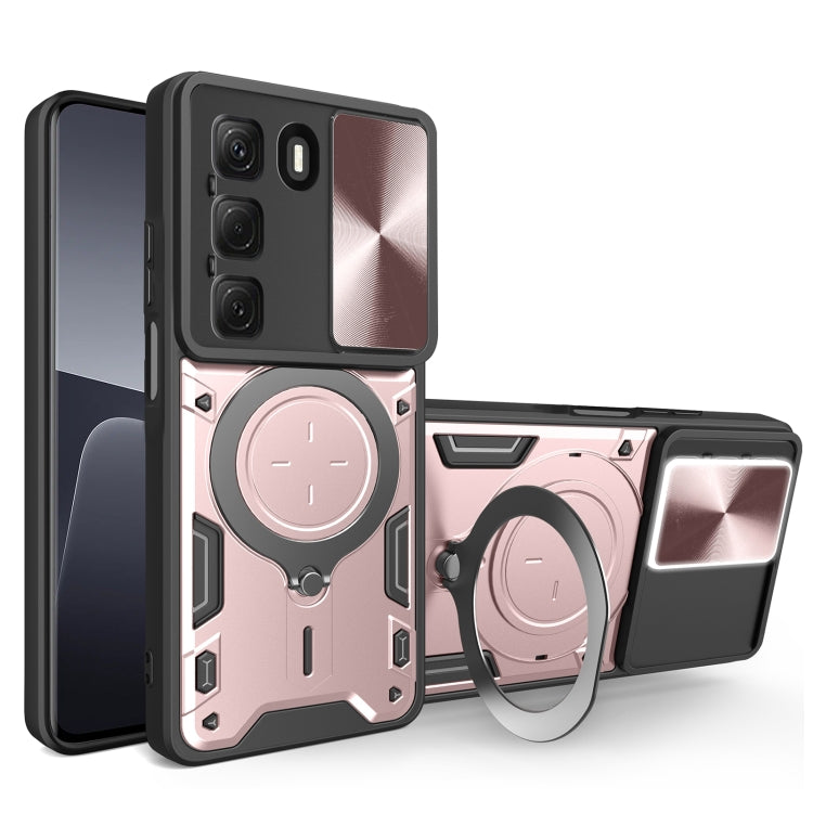 Custodia per telefono con supporto magnetico per camshield scorrevole con texture CD, For Infinix Hot 50 4G, For Infinix Note 40 5G, For Infinix Smart 8 Plus, For Infinix GT 20 Pro