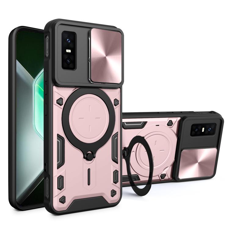Custodia per telefono con supporto magnetico per camshield scorrevole con texture CD, For Infinix GT 30 Pro, For Infinix Note 50s, For Infinix Note 50x, For Infinix Smart 9 / Hot 50i