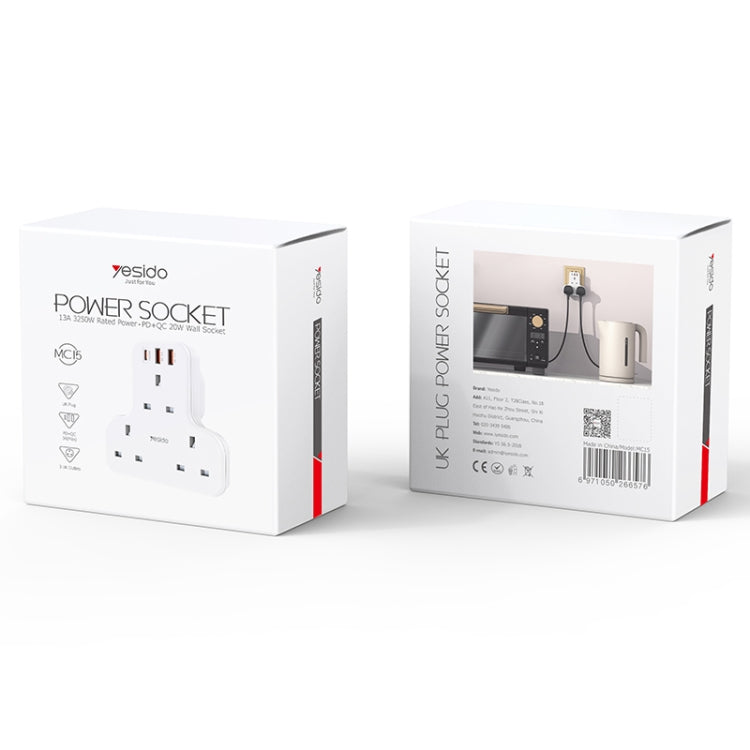 Yesido MC-15 Presa ricarica rapida 3250W con USB-C e QC3.0