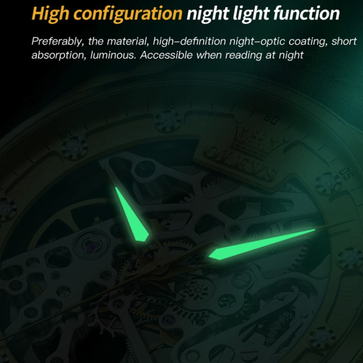 Orologio meccanico cavo impermeabile luminoso da uomo OLEVS 6651