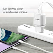 Caricatore da viaggio a doppia porta USB Yesido YC-26, YC-26