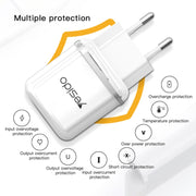 Caricatore da viaggio a doppia porta USB Yesido YC-26, YC-26