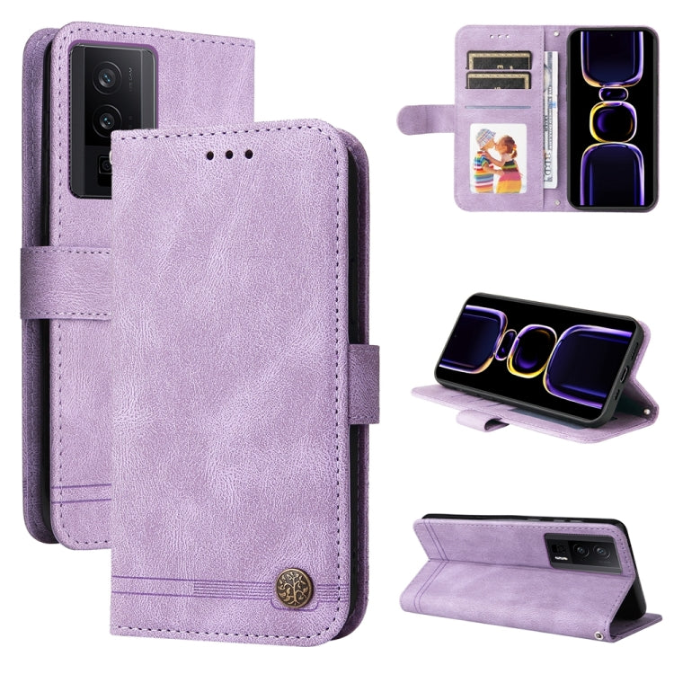 Custodia portafoglio in pelle con bottone per Xiaomi Redmi K60 Ul