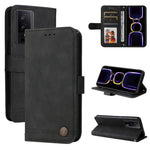 Custodia portafoglio in pelle con bottone per Xiaomi Redmi K60 Ul