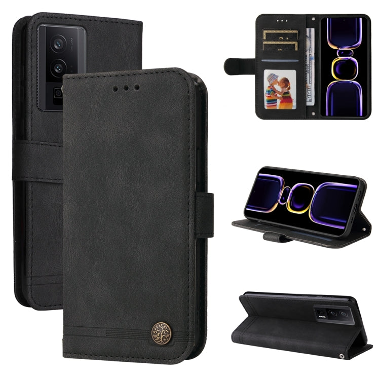 Custodia portafoglio in pelle con bottone per Xiaomi Redmi K60 Ul