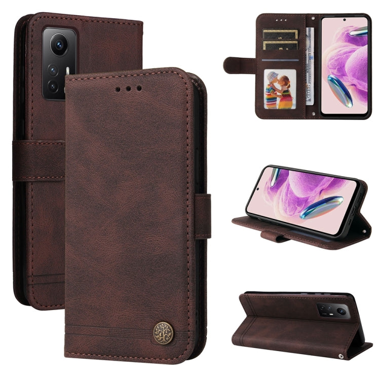 Custodia portafoglio in pelle con bottone metallo per Xiaomi Redm