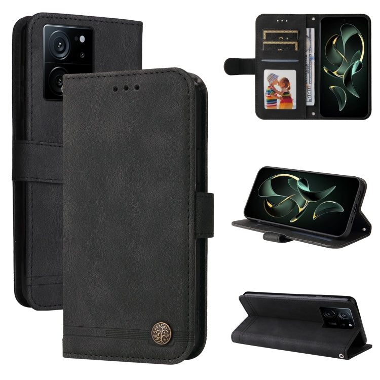 Custodia portafoglio in pelle con bottone per Xiaomi Redmi K60 Ul