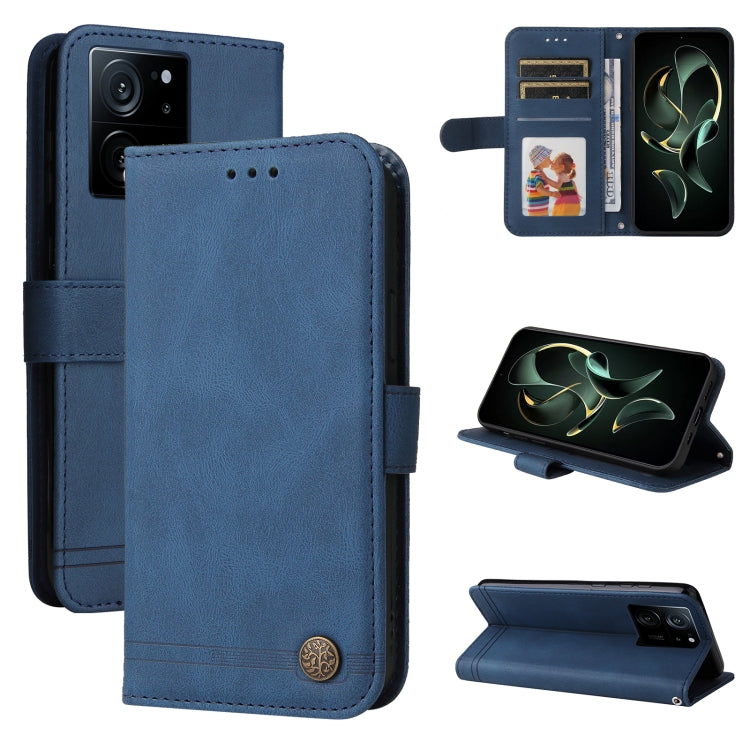 Custodia portafoglio in pelle con bottone per Xiaomi Redmi K60 Ul