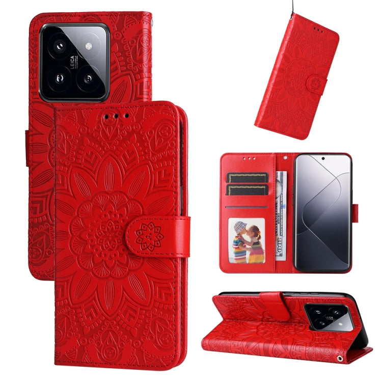 Custodia per telefono in pelle di girasole goffrata, For Xiaomi 14 Ultra, For Xiaomi 14 Pro, For Xiaomi 14, For Xiaomi Redmi Note13 5G Global