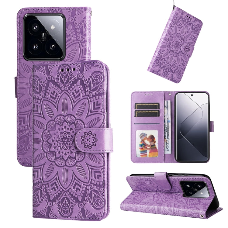 Custodia per telefono in pelle di girasole goffrata, For Xiaomi 14 Ultra, For Xiaomi 14 Pro, For Xiaomi 14, For Xiaomi Redmi Note13 5G Global