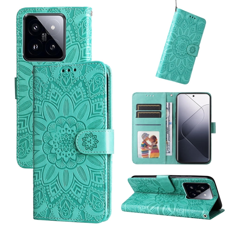 Custodia per telefono in pelle di girasole goffrata, For Xiaomi 14 Ultra, For Xiaomi 14 Pro, For Xiaomi 14, For Xiaomi Redmi Note13 5G Global