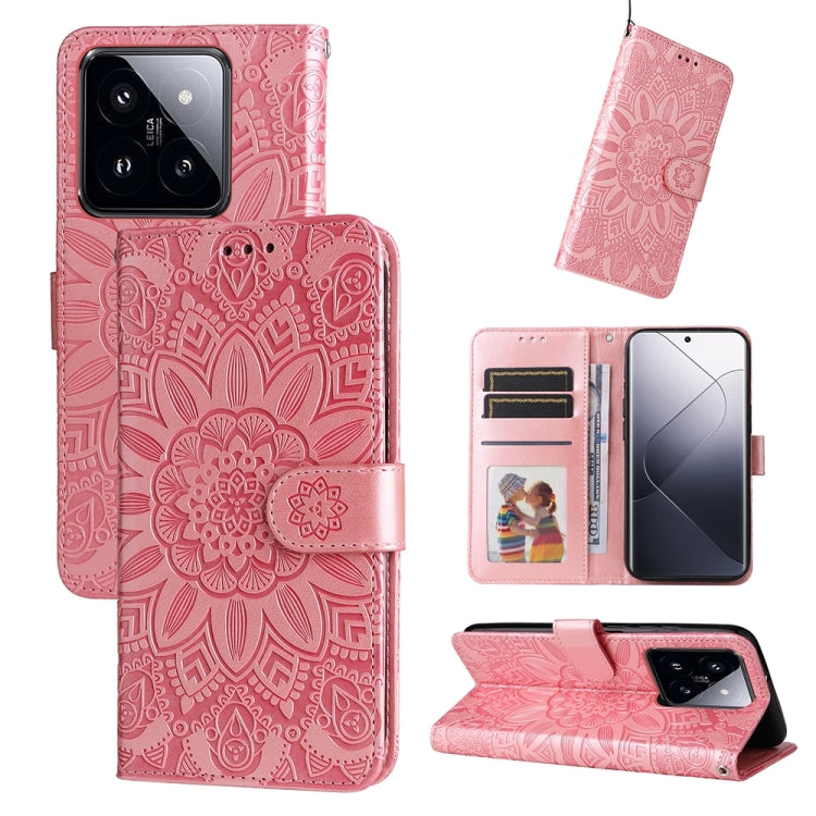 Custodia per telefono in pelle di girasole goffrata, For Xiaomi 14 Ultra, For Xiaomi 14 Pro, For Xiaomi 14, For Xiaomi Redmi Note13 5G Global