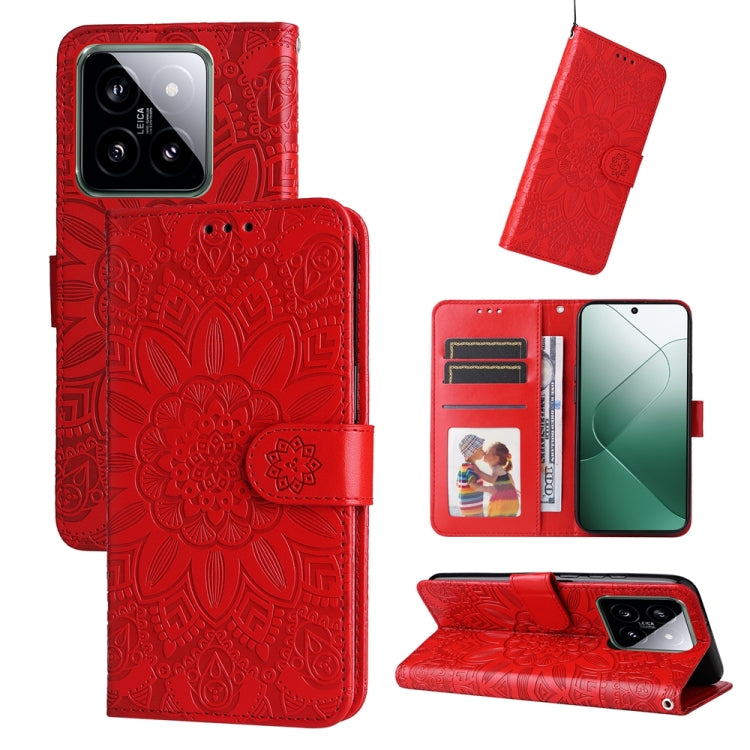 Custodia per telefono in pelle di girasole goffrata, For Xiaomi 14 Ultra, For Xiaomi 14 Pro, For Xiaomi 14, For Xiaomi Redmi Note13 5G Global
