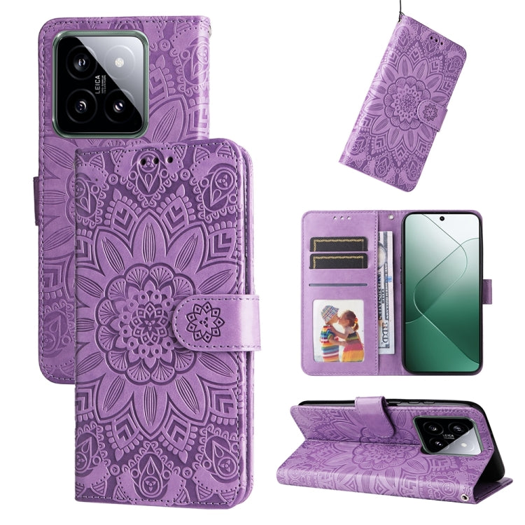 Custodia per telefono in pelle di girasole goffrata, For Xiaomi 14 Ultra, For Xiaomi 14 Pro, For Xiaomi 14, For Xiaomi Redmi Note13 5G Global