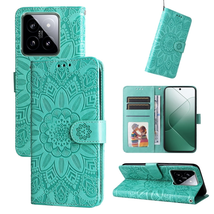 Custodia per telefono in pelle di girasole goffrata, For Xiaomi 14 Ultra, For Xiaomi 14 Pro, For Xiaomi 14, For Xiaomi Redmi Note13 5G Global