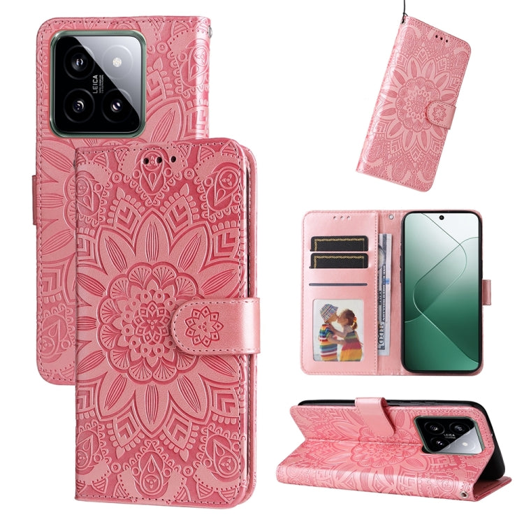 Custodia per telefono in pelle di girasole goffrata, For Xiaomi 14 Ultra, For Xiaomi 14 Pro, For Xiaomi 14, For Xiaomi Redmi Note13 5G Global