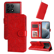 Custodia per telefono in pelle di girasole goffrata, For Xiaomi Redmi K70 / K70 Pro, For Xiaomi Redmi Poco F5, For Xiaomi Redmi K60 / K60 Pro, For Xiaomi Redmi Note 12S 4G