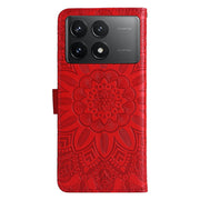 Custodia per telefono in pelle di girasole goffrata, For Xiaomi Redmi K70 / K70 Pro, For Xiaomi Redmi Poco F5, For Xiaomi Redmi K60 / K60 Pro, For Xiaomi Redmi Note 12S 4G