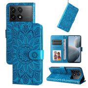 Custodia per telefono in pelle di girasole goffrata, For Xiaomi Redmi K70 / K70 Pro, For Xiaomi Redmi Poco F5, For Xiaomi Redmi K60 / K60 Pro, For Xiaomi Redmi Note 12S 4G