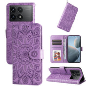 Custodia per telefono in pelle di girasole goffrata, For Xiaomi Redmi K70 / K70 Pro, For Xiaomi Redmi Poco F5, For Xiaomi Redmi K60 / K60 Pro, For Xiaomi Redmi Note 12S 4G