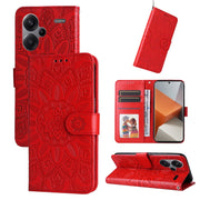Custodia per telefono in pelle di girasole goffrata, For Xiaomi Redmi 13C 4G, For Xiaomi Redmi Note13 Pro+ 5G Global, For Xiaomi Redmi Note13 Pro 5G Global, For Xiaomi 13T / Redmi K60 Ultra