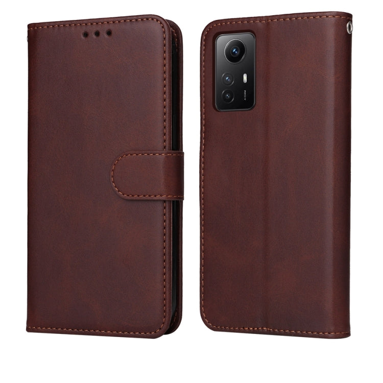 Custodia per telefono in pelle a conchiglia con struttura in vitello classico, For Xiaomi Redmi Note 12S 4G