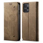 Custodia per cellulare in pelle stile casual con struttura in denim, For Xiaomi Redmi Note 12 Turbo / Poco F5