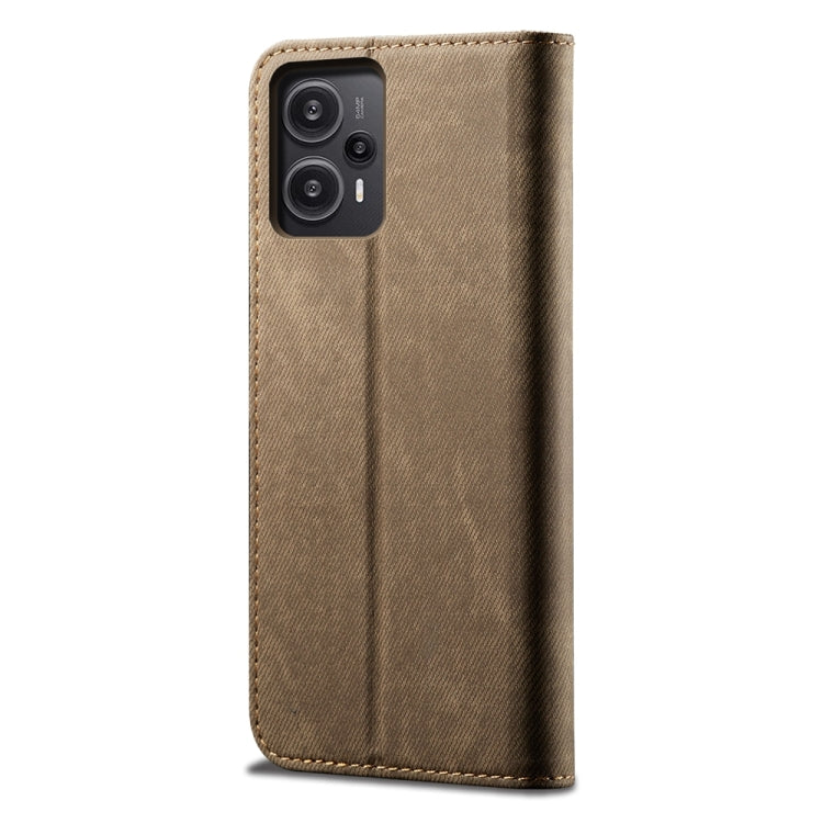 Custodia per cellulare in pelle stile casual con struttura in denim, For Xiaomi Redmi Note 12 Turbo / Poco F5