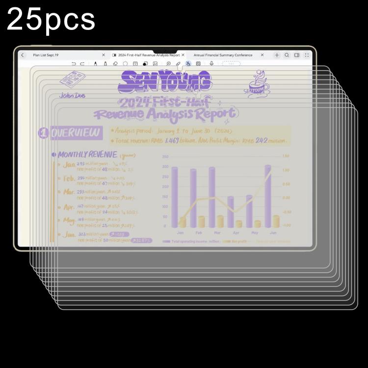 Pellicola in vetro temperato antideflagrante da 25 pezzi 9H 0,3 mm, For Huawei MatePad Mini 2025, For Huawei MatePad Air 12 2025 / 2024, For Huawei MatePad 11.5S 2025 / 2024, For Huawei MatePad Pro 12.2 2025 / 2024, For Huawei MatePad 12 X             ...