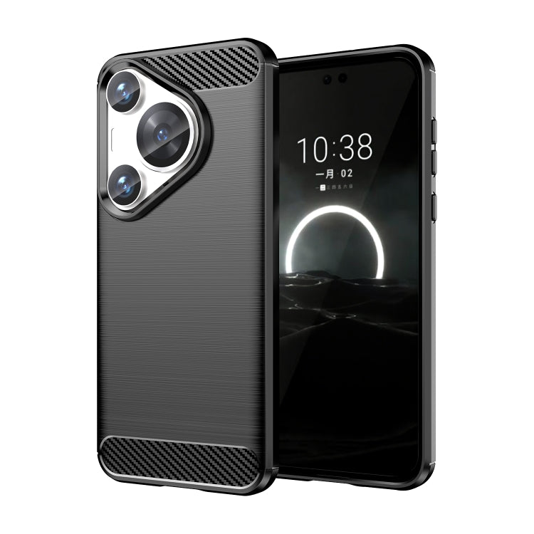 Custodia per telefono TPU in fibra di carbonio con trama spazzolata, For Huawei Pura 80 Ultra 5G, For Huawei Pura 80 Pro+ 5G, For Huawei Pura 80 Pro 5G, For Huawei Pura 80 5G, For Huawei Mate 70 Pro / 70 Pro+, For Huawei Mate 70                        ...