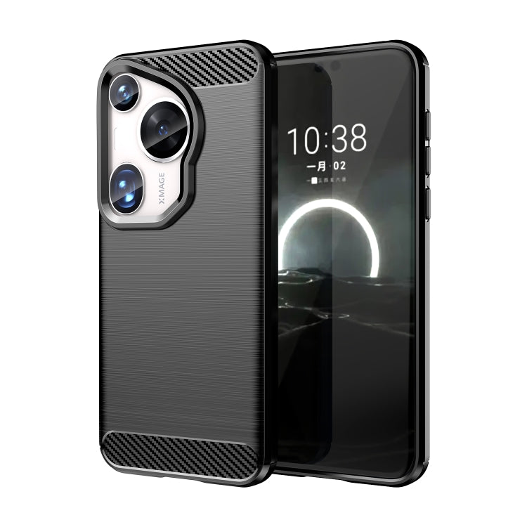 Custodia per telefono TPU in fibra di carbonio con trama spazzolata, For Huawei Pura 80 Ultra 5G, For Huawei Pura 80 Pro+ 5G, For Huawei Pura 80 Pro 5G, For Huawei Pura 80 5G, For Huawei Mate 70 Pro / 70 Pro+, For Huawei Mate 70                        ...