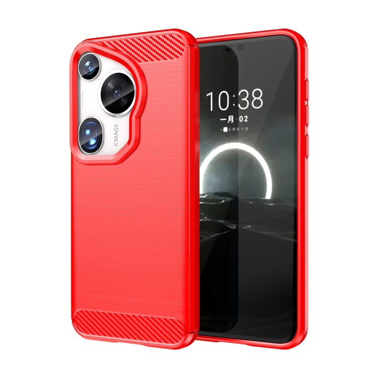 Custodia per telefono TPU in fibra di carbonio con trama spazzolata, For Huawei Pura 80 Ultra 5G, For Huawei Pura 80 Pro+ 5G, For Huawei Pura 80 Pro 5G, For Huawei Pura 80 5G, For Huawei Mate 70 Pro / 70 Pro+, For Huawei Mate 70                        ...