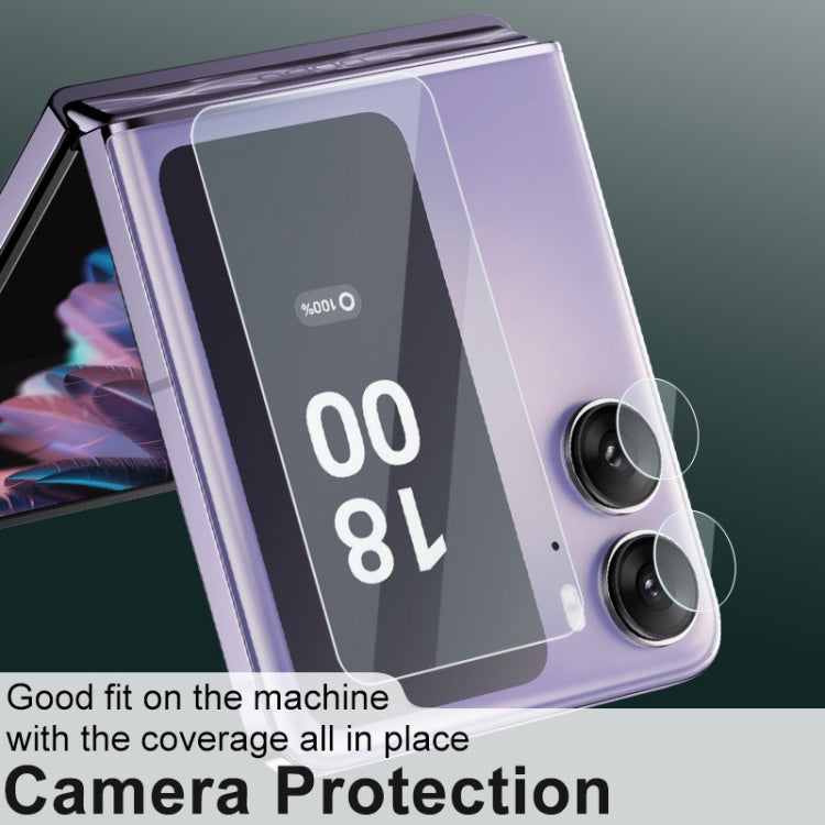 1 set di anello di protezione per fotocamera posteriore in vetro temperato imak + adesivo per schermo posteriore in vetro, For OPPO Find N2 Flip 5G