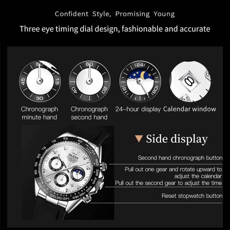 OLEVS 2875 Cronografo sportivo multifunzionale da uomo Orologio al quarzo impermeabile