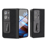 Custodia per telefono in vera pelle con trama incrociata integrata con supporto, For Honor Magic Vs, For OPPO Find N2