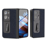 Custodia per telefono in vera pelle con trama incrociata integrata con supporto, For Honor Magic Vs, For OPPO Find N2