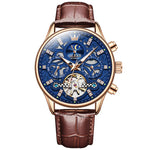 OLEVS 6658 Orologio meccanico da uomo con cinturino in pelle impermeabile luminoso