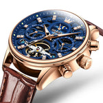 OLEVS 6658 Orologio meccanico da uomo con cinturino in pelle impermeabile luminoso