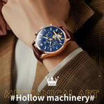 OLEVS 6658 Orologio meccanico da uomo con cinturino in pelle impermeabile luminoso