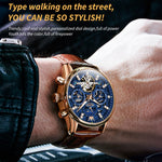 OLEVS 6658 Orologio meccanico da uomo con cinturino in pelle impermeabile luminoso