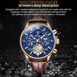 OLEVS 6658 Orologio meccanico da uomo con cinturino in pelle impermeabile luminoso