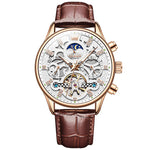 OLEVS 6658 Orologio meccanico da uomo con cinturino in pelle impermeabile luminoso
