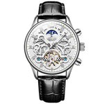 OLEVS 6658 Orologio meccanico da uomo con cinturino in pelle impermeabile luminoso